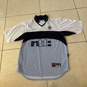 Vintage Glasgow Rangers Nike Team Soccer Jersey Sz S NTL Blue 20x24.5